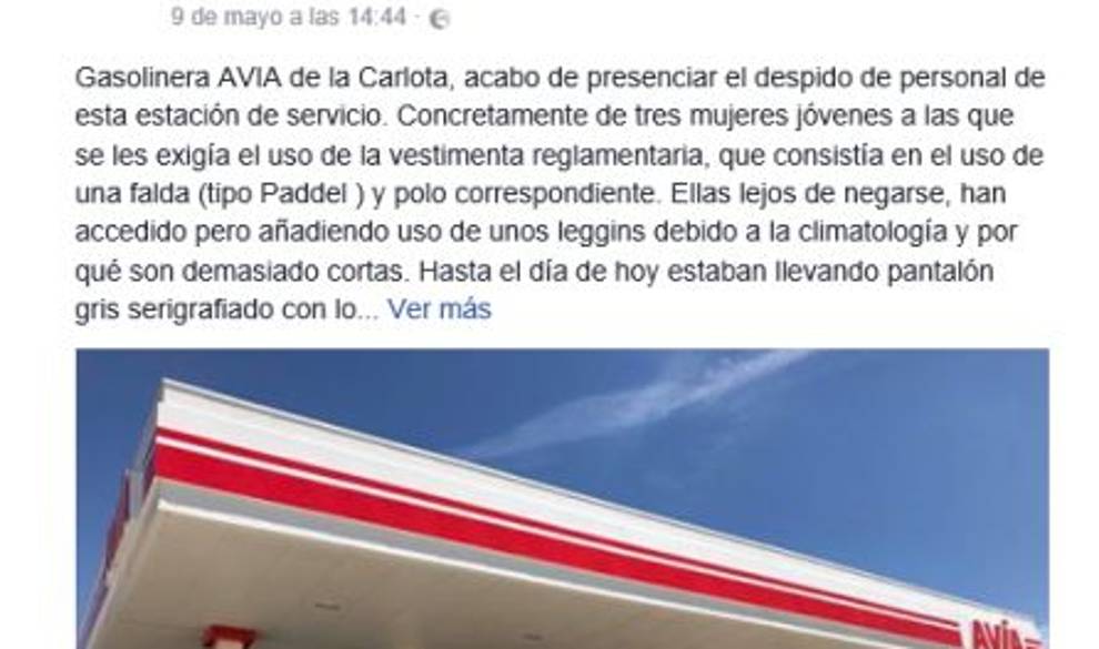 Despedidas tres mujeres por negarse a poner gasolina vestidas así $!Despedidas tres mujeres por negarse a poner gasolina vestidas así