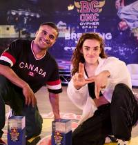 Grazy and Lola pose for a portrait as winners of the Red Bull BC One Cypher Spain in Madrid, Spain on July 8, 2023.