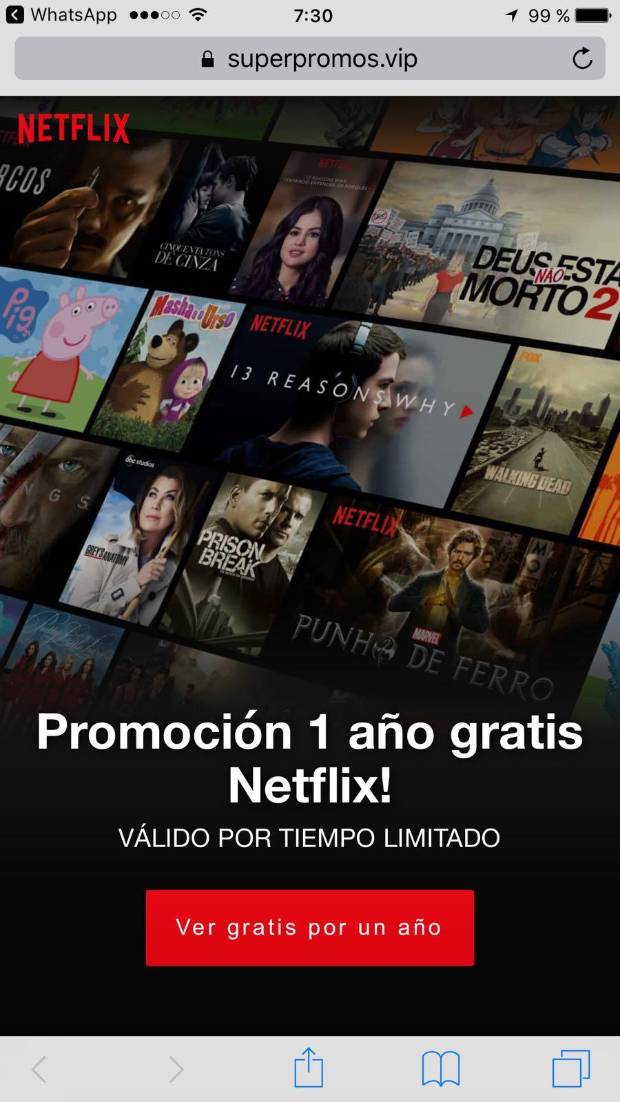 $!Si te regalan una cuenta premium de Netflix por Whatsapp, no piques: es una estafa