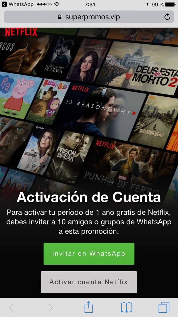 $!Si te regalan una cuenta premium de Netflix por Whatsapp, no piques: es una estafa