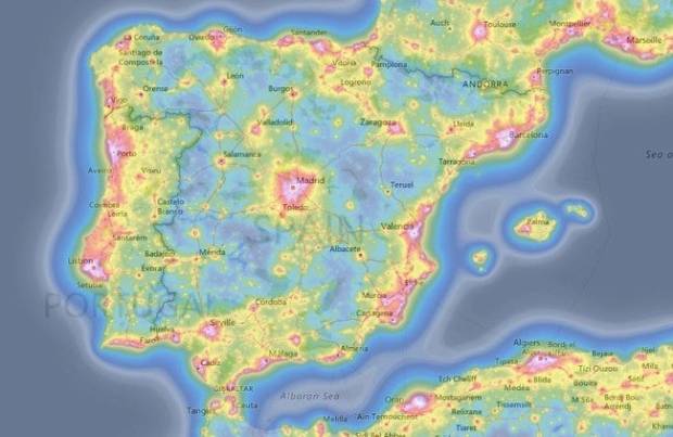 $!El mapa de contaminación lumínica de España te enseña dónde ir si quieres ver las estrellas este verano