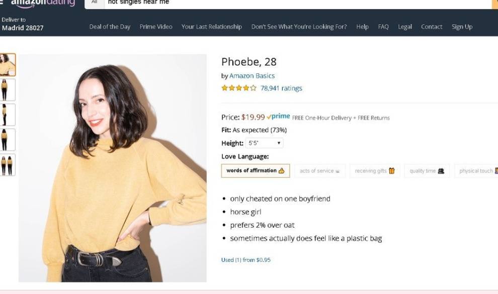En Amazon Dating puedes ver las reviews de sus ex antes de comprar una cita