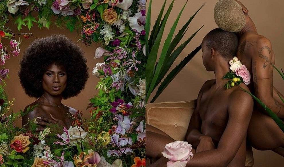 Estas son las rompedoras fotos de la belleza negra rodeada de flores